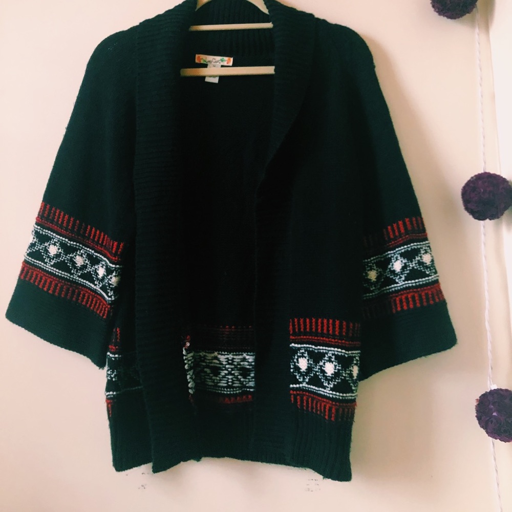 black knit cardigan